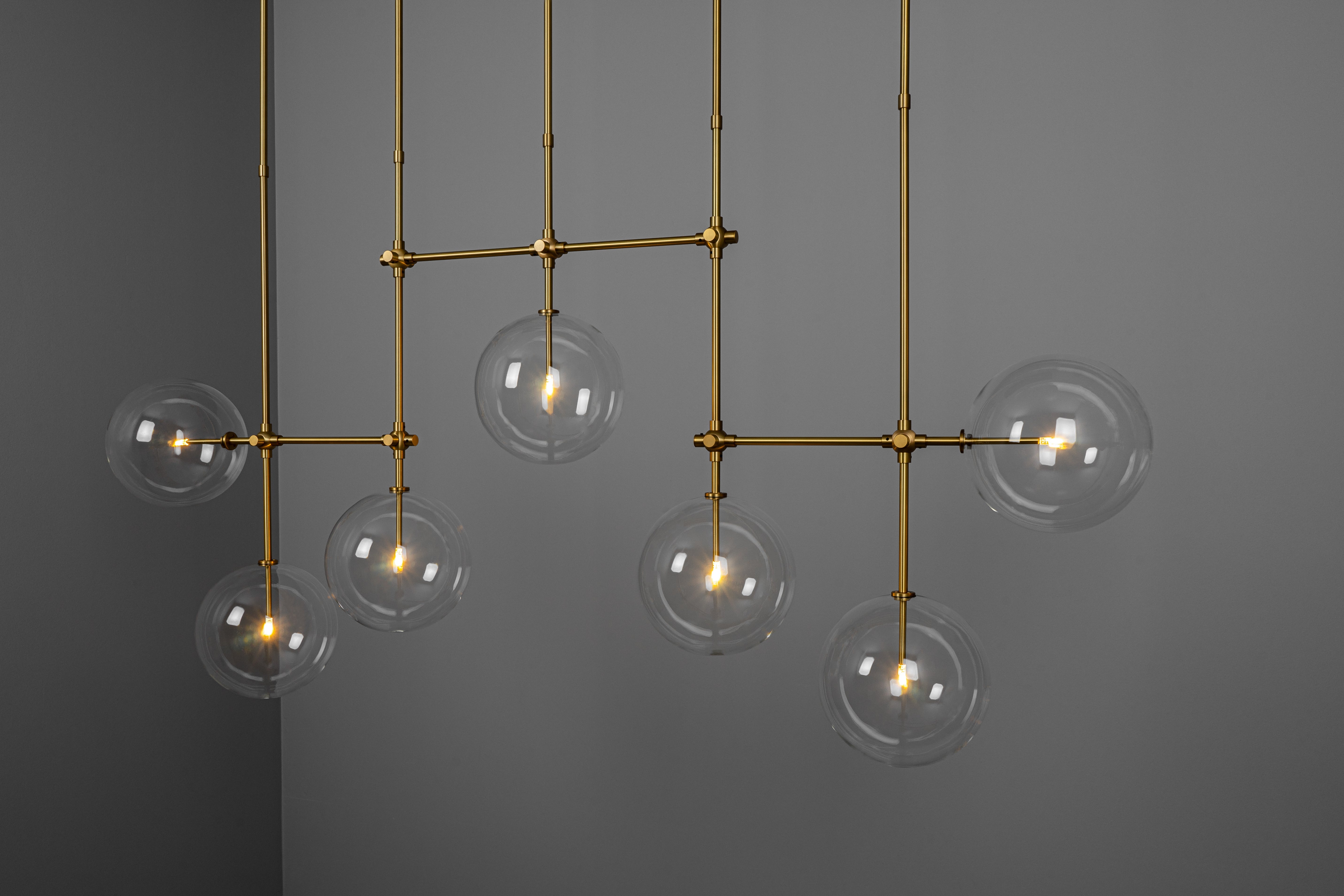 Schwung Soap B7 Burnished Brass Transparent Globe Chandelier Large